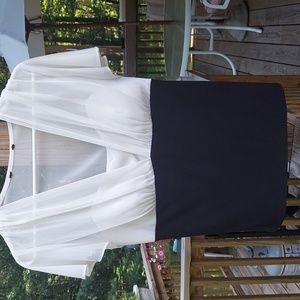 Black n White Semi Sheer 2fer Cami Top Sz L